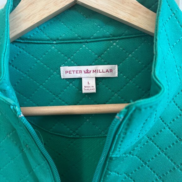 Peter Millar Vest Womens SZL Green Full Zip Diamond Quilted Band Collar - Picture 7 of 10